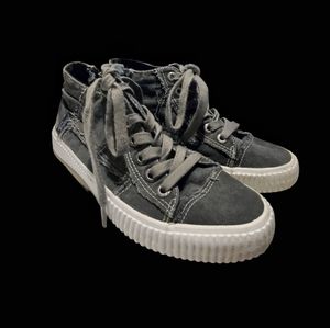 Blowfish womens Dark Grey canvas Midtop sneakers.